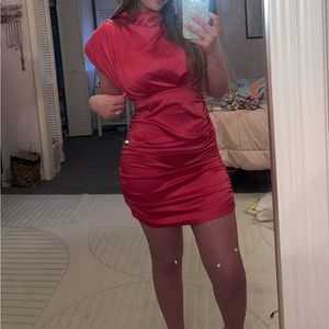 pink silk cocktail dress